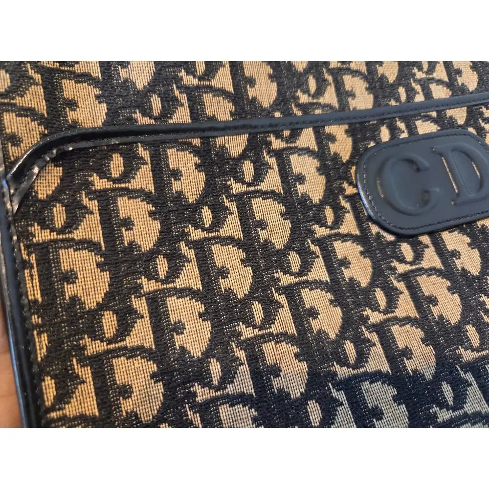 Christian Dior Trotter Monogram Shoulder Bag Navy Canvas CD Logo Vintage - Picture 16 of 16